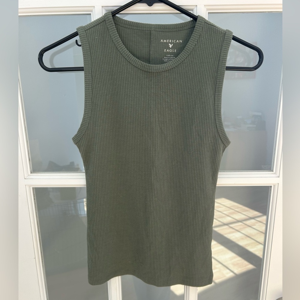 American Eagle Outfitters Olive Ribbed Tank Top